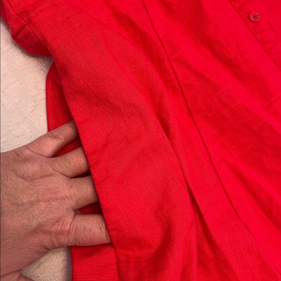 ASTR THE LABEL CORAL RED LINEN MIDID DRESS OFF THE SHOULDER SIZE LARGE - Picture 10 of 16